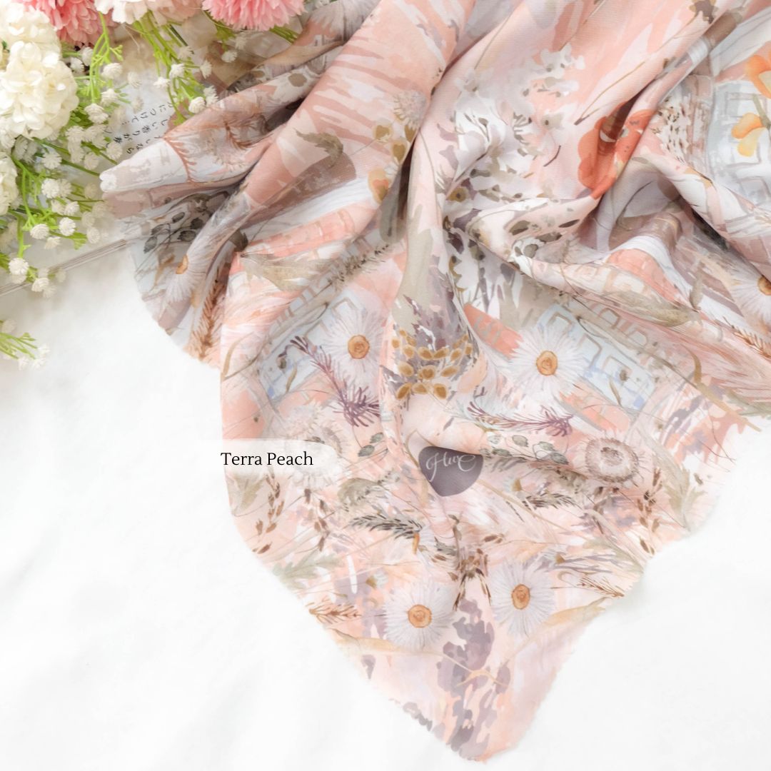 Zinnia - Scarf Square Premium Polycotton XL - Terra Peach - NZ73.12