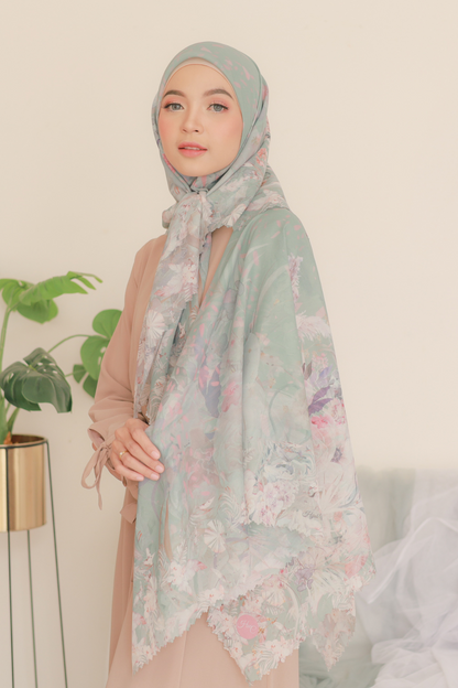 [ BUY 3 GET 1 FREE HIJAB ] EMILY - SCARF SQUARE PREMIUM POLYCOTTON | SAGE - EM28.10