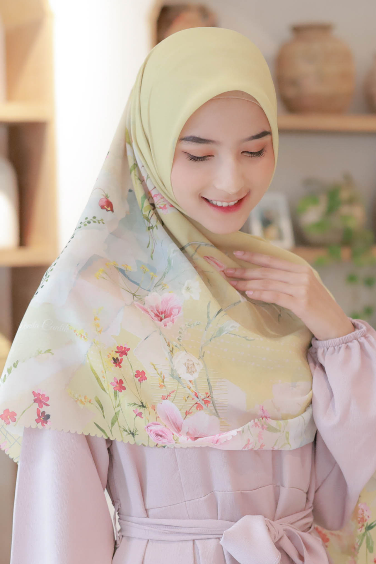 Florence - Scarf Square Premium Polycotton XL - Lemongrass - RJ24.18