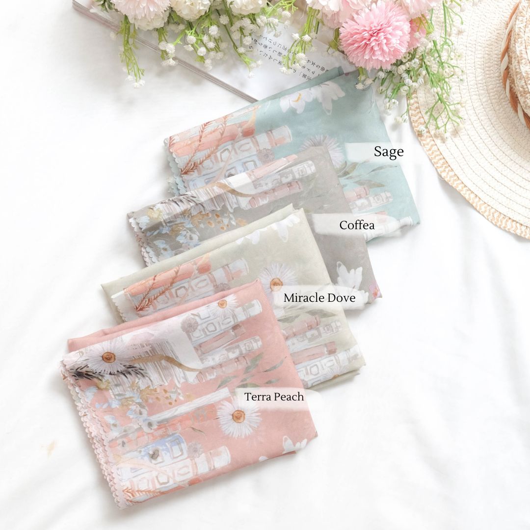 Zinnia JUMBO - Scarf Square Premium Polycotton XL  | Sage - NZ73.10