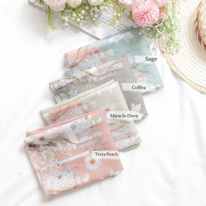 Zinnia JUMBO - Scarf Square Premium Polycotton XL  | Sage - NZ73.10