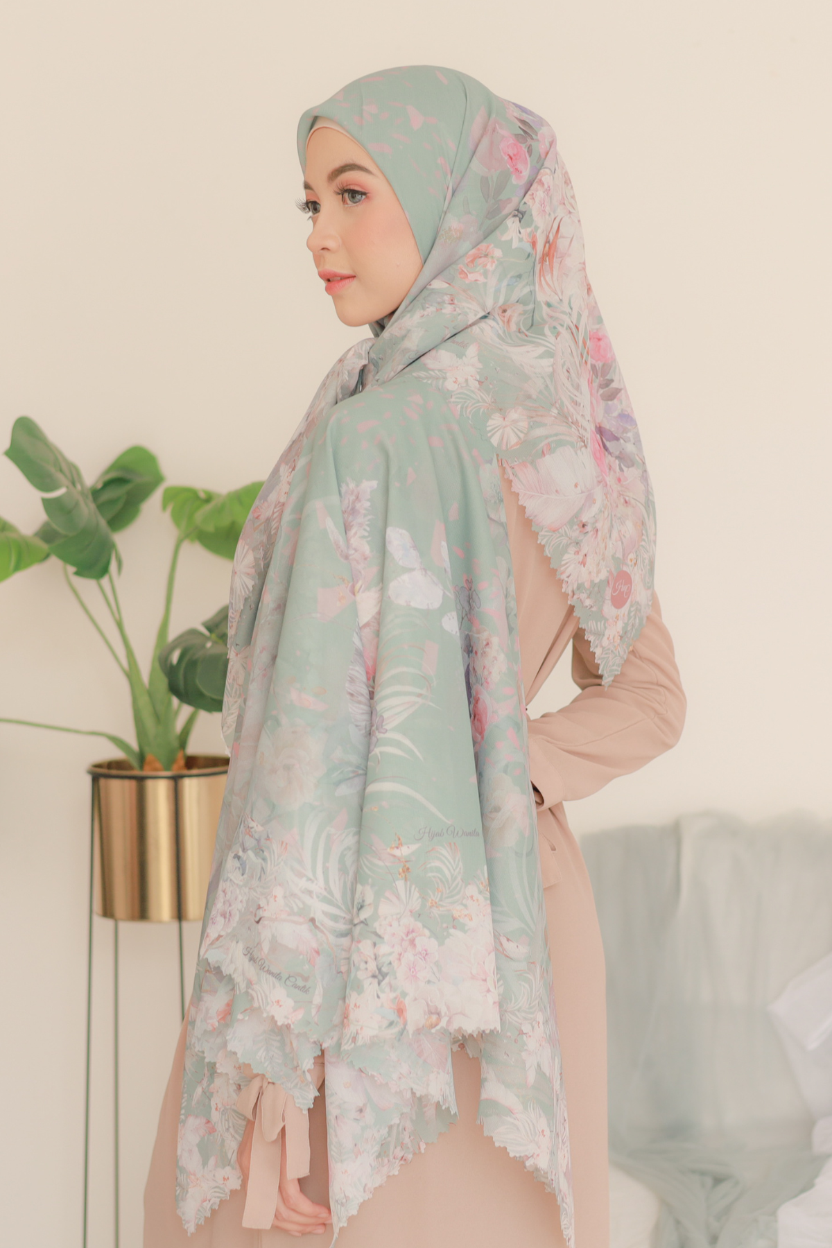 EMILY - SCARF SQUARE PREMIUM POLYCOTTON | SAGE - EM28.10