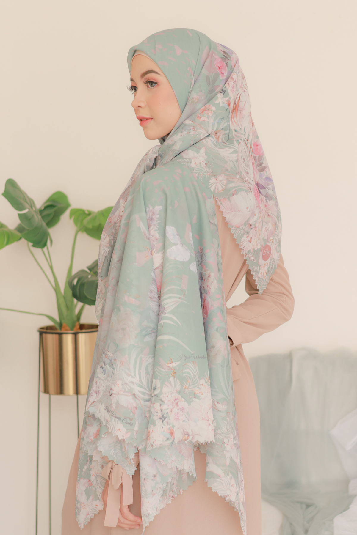 [ BUY 3 GET 1 FREE HIJAB ] EMILY - SCARF SQUARE PREMIUM POLYCOTTON | SAGE - EM28.10