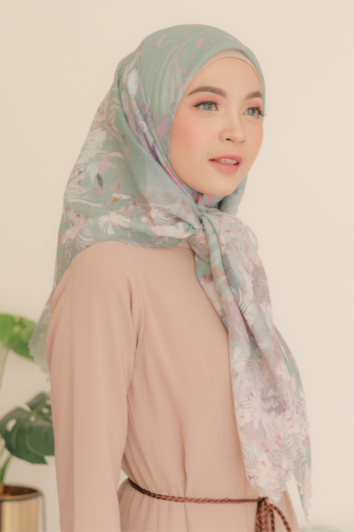 EMILY - SCARF SQUARE PREMIUM POLYCOTTON | SAGE - EM28.10