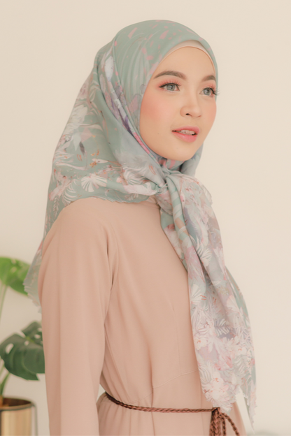 [ BUY 3 GET 1 FREE HIJAB ] EMILY - SCARF SQUARE PREMIUM POLYCOTTON | SAGE - EM28.10