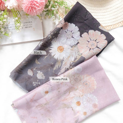 Zinnia JUMBO - Scarf Square Premium Polycotton XL | Black - NZ73.1