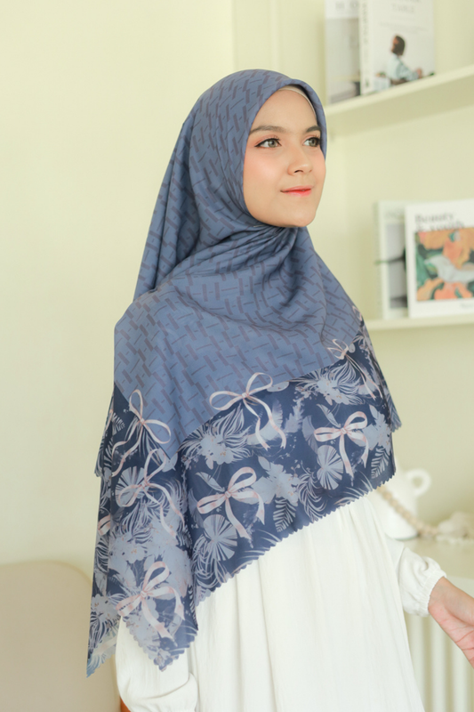 [ BUY 3 GET 1 FREE HIJAB ] Emily JUMBO - Scarf Square Premium Polycotton XL | MONO NAVY - EB28.36