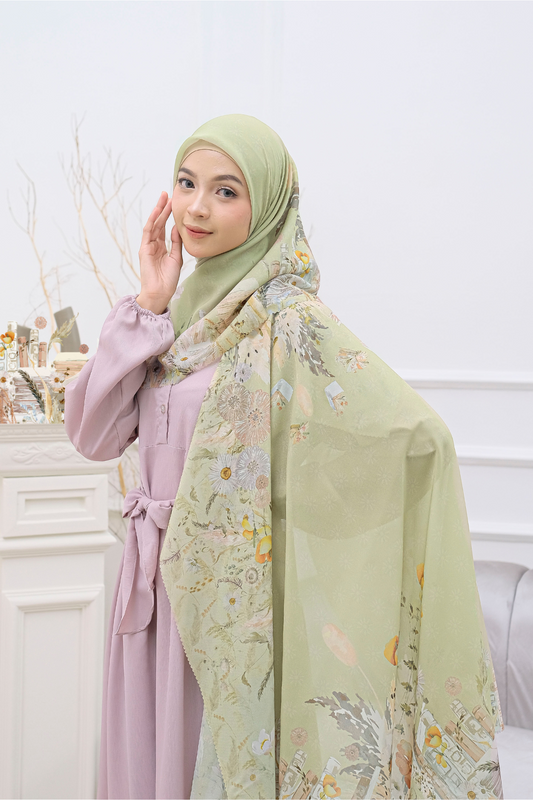Zinnia - Scarf Square Premium Polycotton | Fine Green - CZ73.5