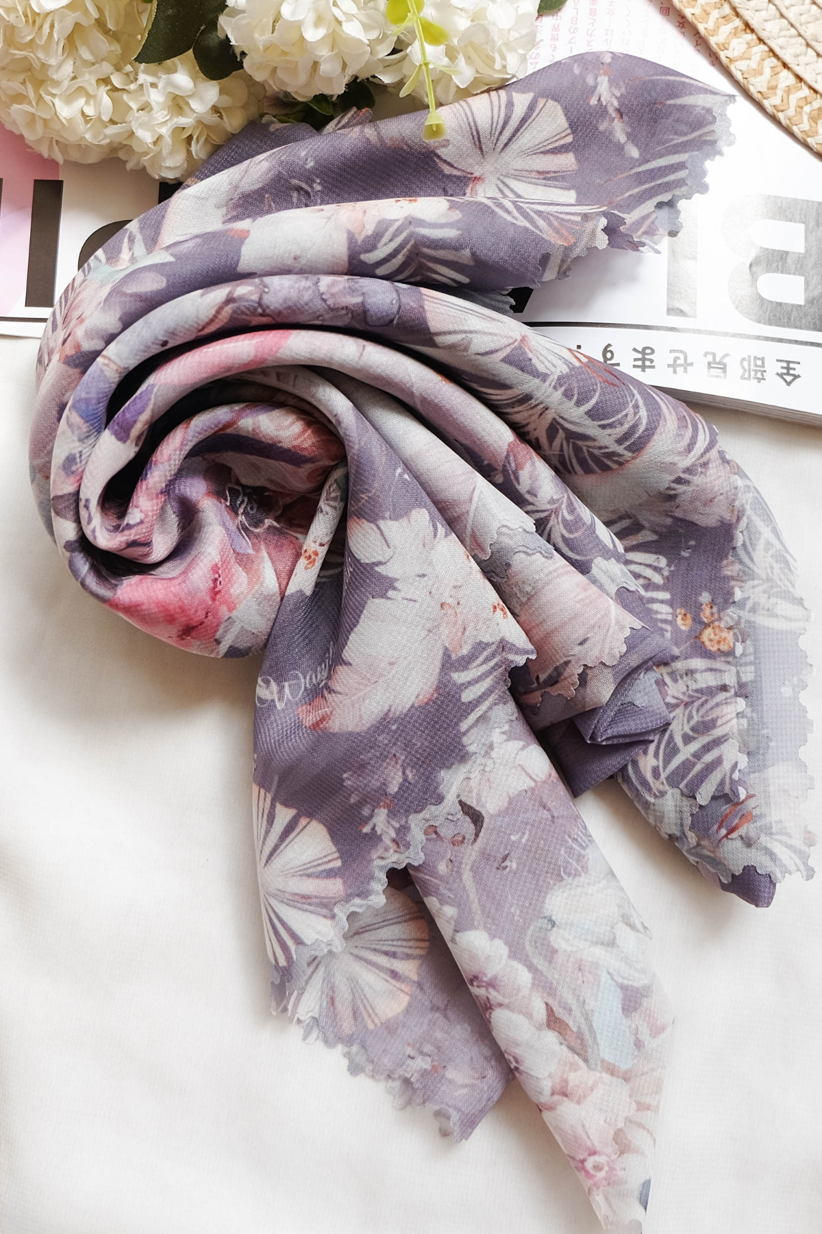 Emily - Scarf Square Premium Polycotton | Cocoa Grey - EM28.2