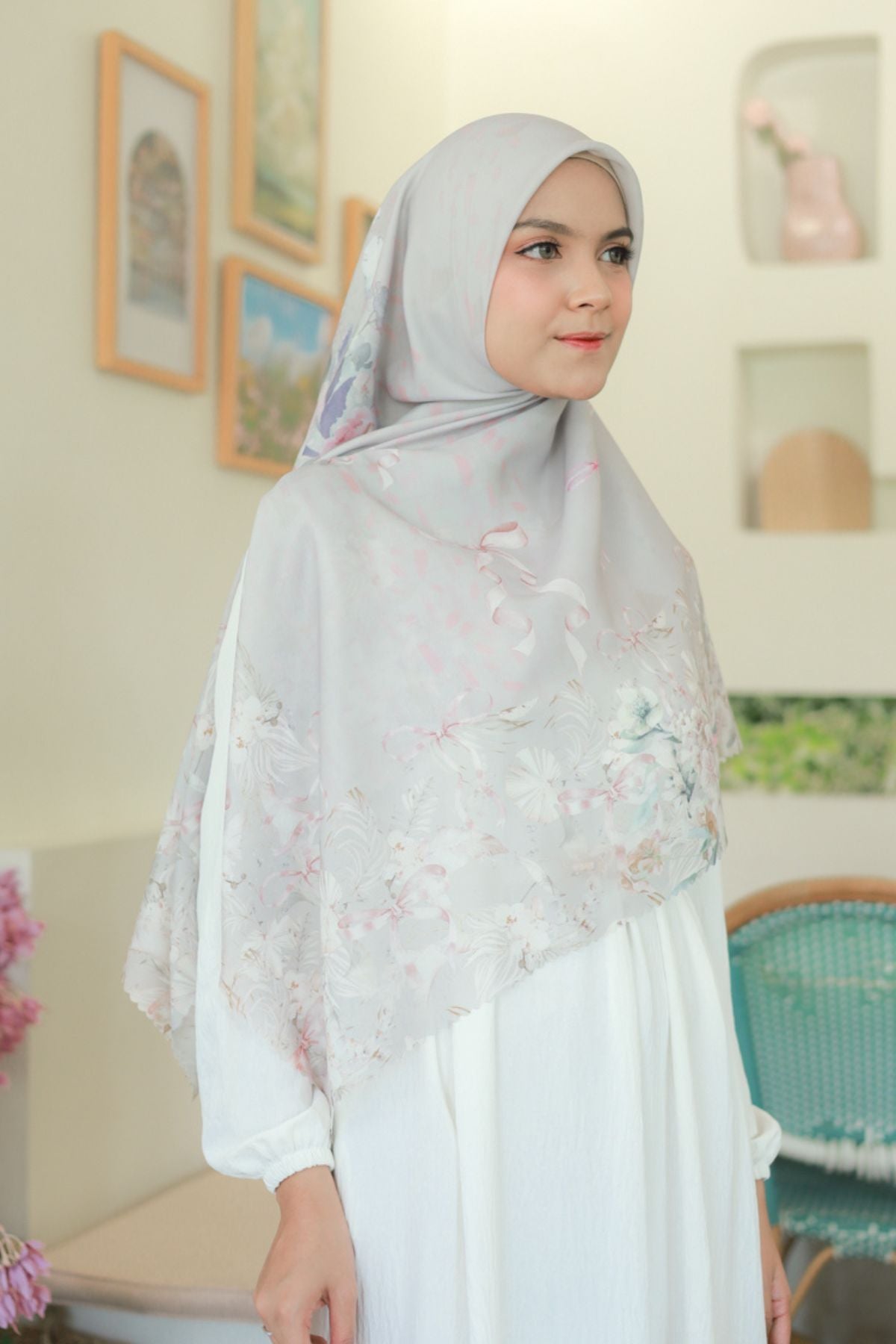 [ BUY 3 GET 1 FREE HIJAB ] Emily JUMBO - Scarf Square Premium Polycotton XL | COQUETTE SAND - EB28.44