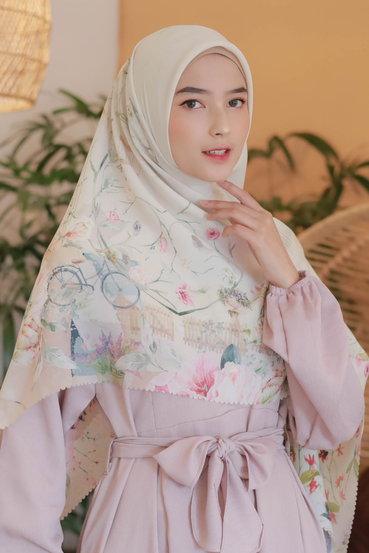 [ BUY 3 GET 1 FREE HIJAB ] Florence - Scarf Square Premium Polycotton XL - Soya Cream - RJ24.19