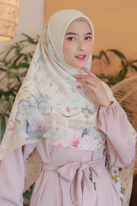 [ BUY 3 GET 1 FREE HIJAB ] Florence - Scarf Square Premium Polycotton XL - Soya Cream - RJ24.19