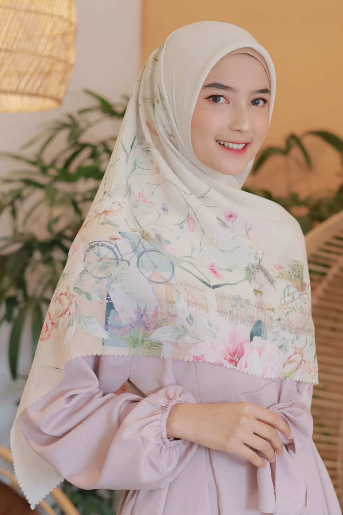 [ BUY 3 GET 1 FREE HIJAB ] Florence - Scarf Square Premium Polycotton XL - Soya Cream - RJ24.19