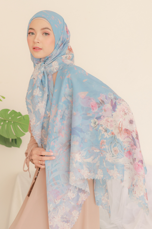 [ BUY 3 GET 1 FREE HIJAB ] Emily - Scarf Square Premium Polycotton | Sky - EM28.12