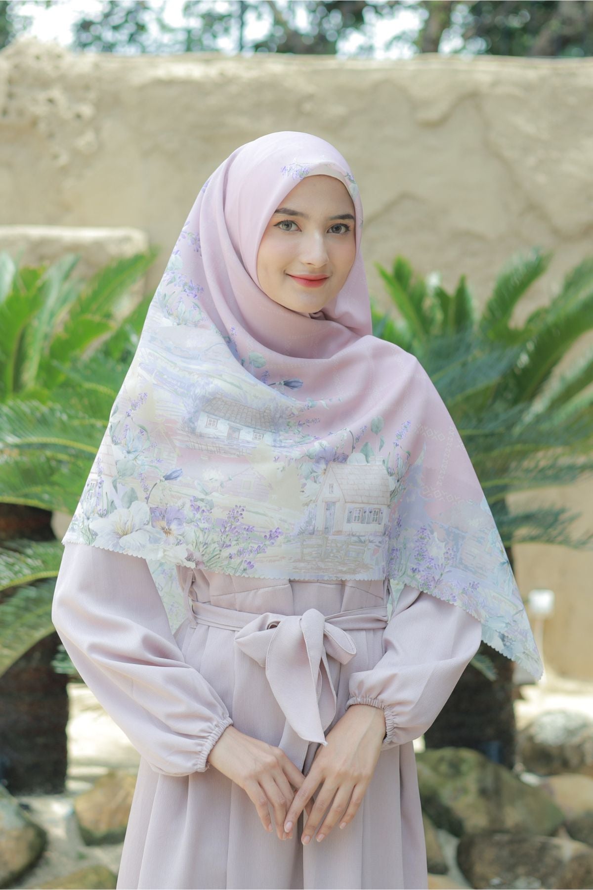 Lavender - Scarf Square Premium Polycotton XL - Pastel Pink - LJ57.8