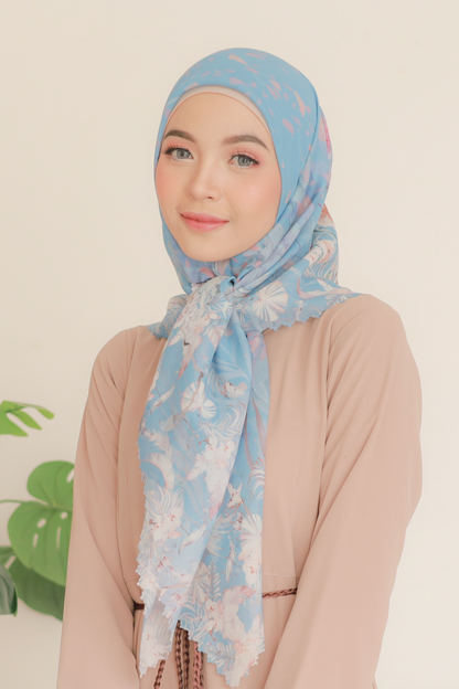 [ BUY 3 GET 1 FREE HIJAB ] Emily - Scarf Square Premium Polycotton | Sky - EM28.12