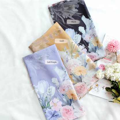 Dahlia - Scarf Square Premium Polycotton XL | Gold - JH97.8