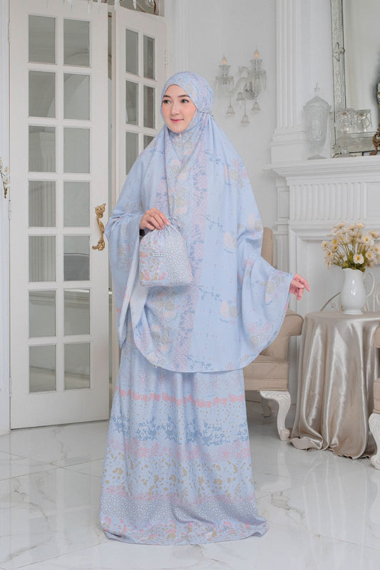 Mukena Flora - Mukena Katun | Cotton Daily Prayer Set | Chalk - FM03.2