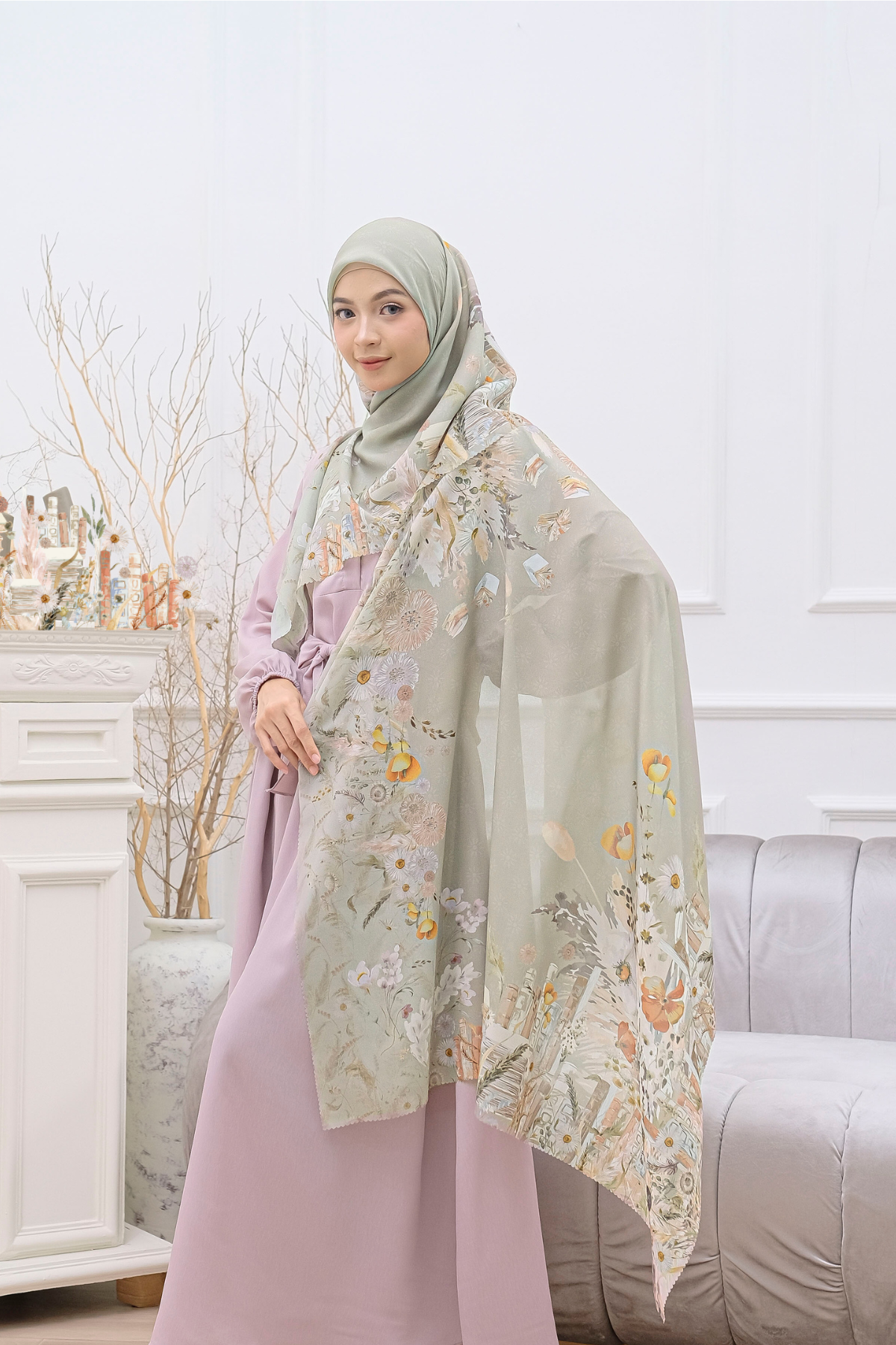 Zinnia - Scarf Square Premium Polycotton | Miracle Dove - CZ73.6