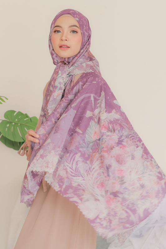 [ BUY 3 GET 1 FREE HIJAB ] Emily JUMBO - Scarf Square Premium Polycotton XL | Mauve - EB28.6