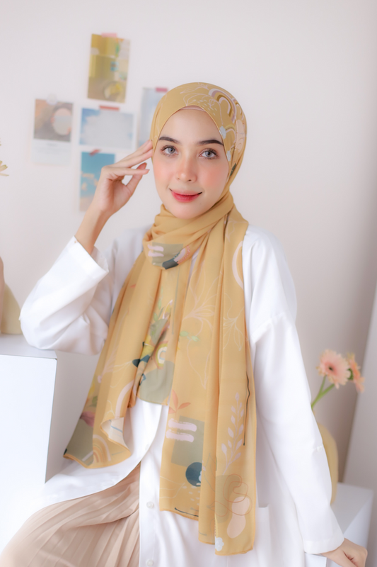 Rainbow - Pashmina Premium Ceruti - Greeny Yellow - PM11.8