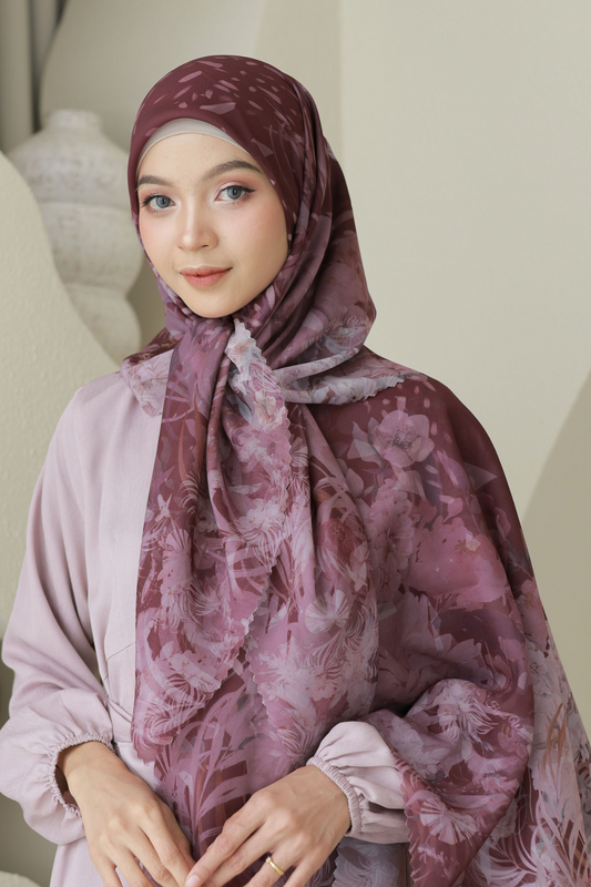 [ BUY 3 GET 1 FREE HIJAB ] Emily JUMBO - Scarf Square Premium Polycotton XL | Maroon - EB28.30