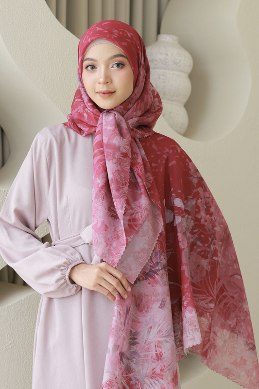 [ BUY 3 GET 1 FREE HIJAB ] Emily - Scarf Square Premium Polycotton | Briliant Red - EM28.26