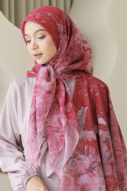 [ BUY 3 GET 1 FREE HIJAB ] Emily - Scarf Square Premium Polycotton | Briliant Red - EM28.26