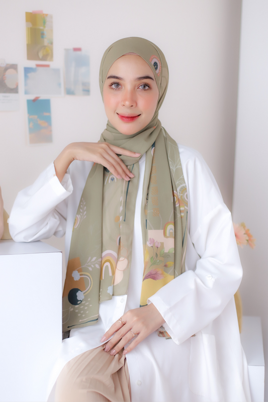 Rainbow - Pashmina Premium Ceruti - Olive - PM11.7