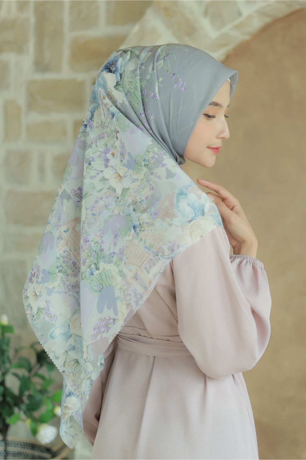 Lavender JUMBO - Scarf Square Premium Polycotton XL | Silver - LJ57.12