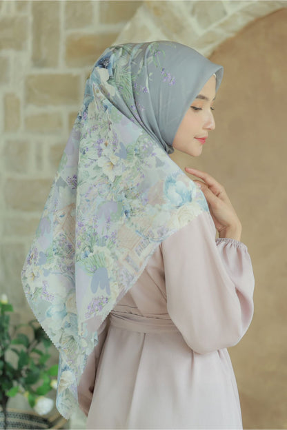 Lavender JUMBO - Scarf Square Premium Polycotton XL | Silver - LJ57.12