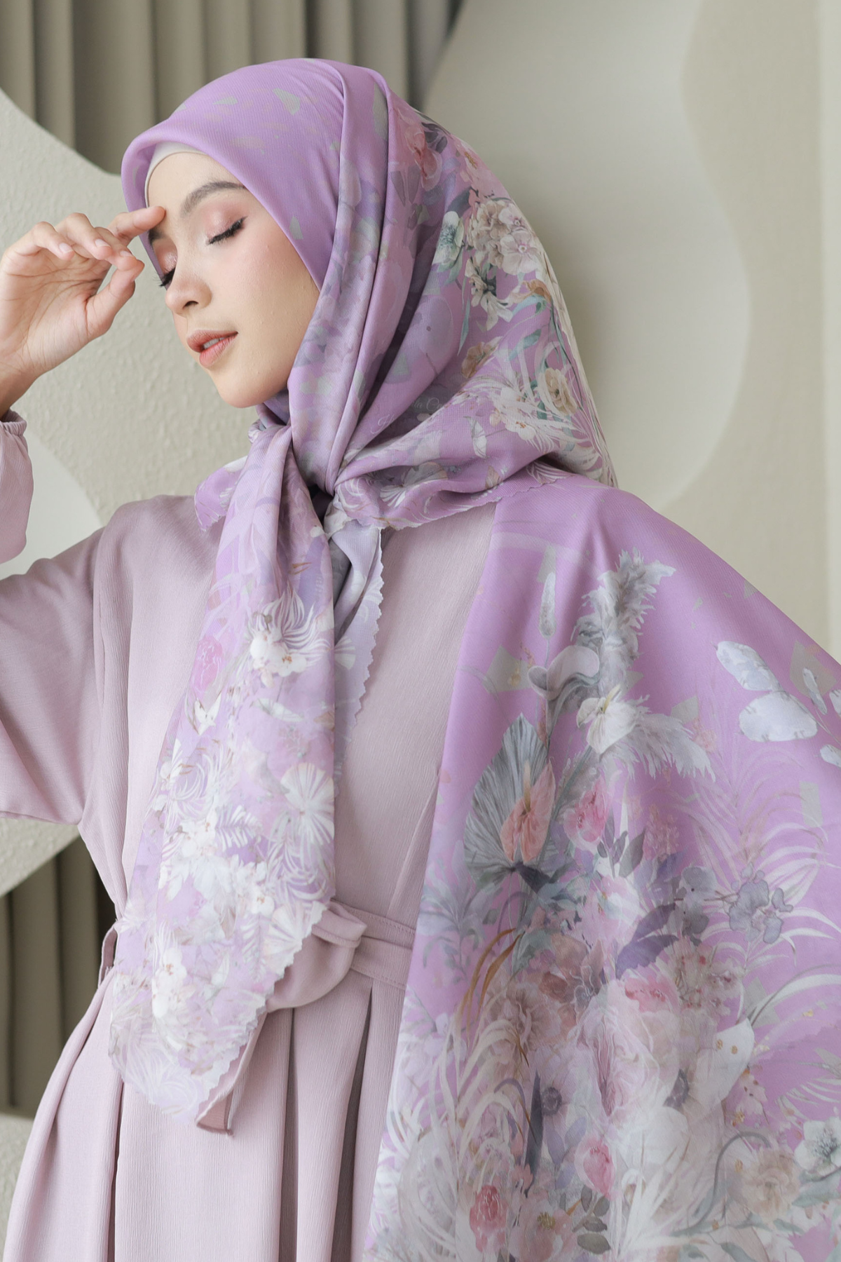 Emily - Scarf Square Premium Polycotton | Pink Purple - EM28.27