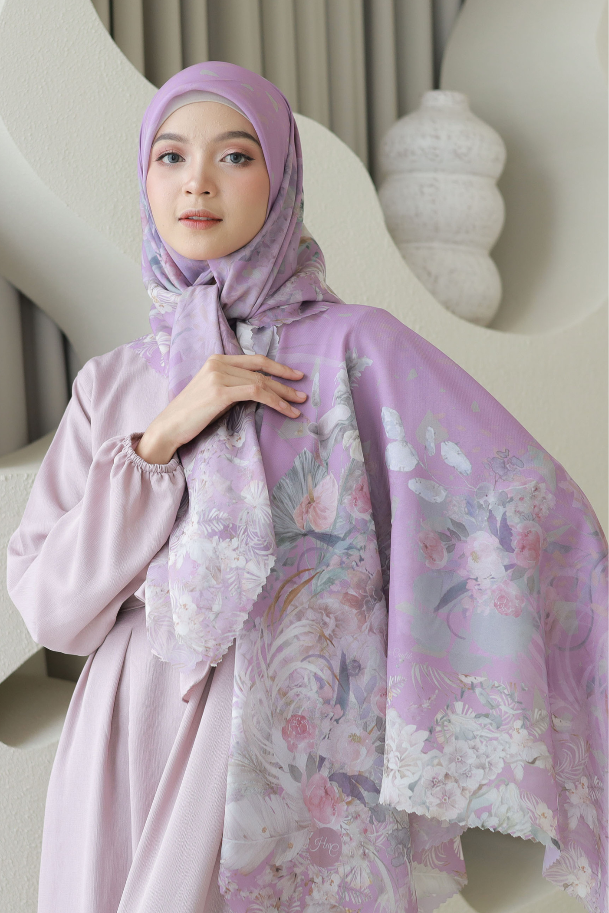 Emily - Scarf Square Premium Polycotton | Pink Purple - EM28.27