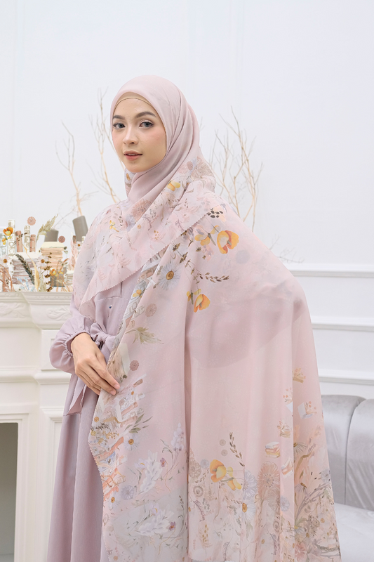 Zinnia - Scarf Square Premium Polycotton | Misty Pink - CZ73.7