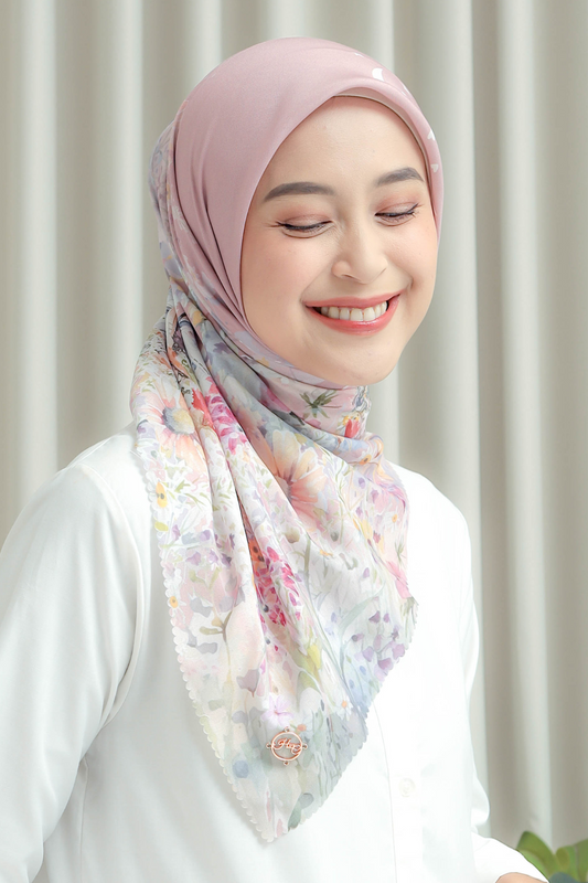 [ BUY 3 GET 1 FREE HIJAB ] Verbena - Scarf Square British Voal - Pink - VR26. 7