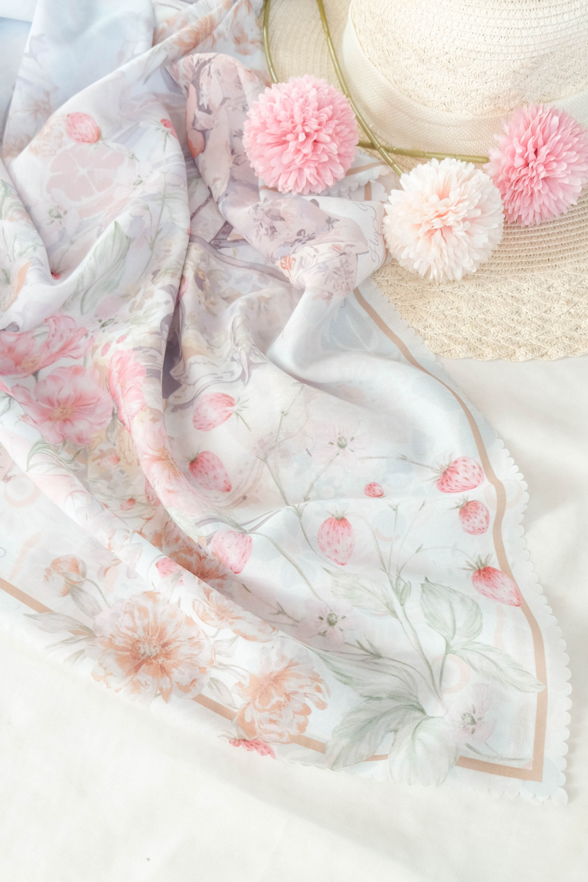 Camellia - Scarf Square British Voal | Good Morning White - CL15.7