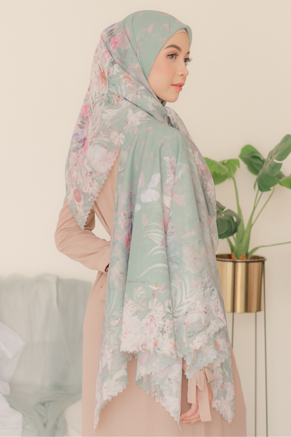 [ BUY 3 GET 1 FREE HIJAB ] Emily JUMBO - Scarf Square Premium Polycotton XL | Sage - EB28.10