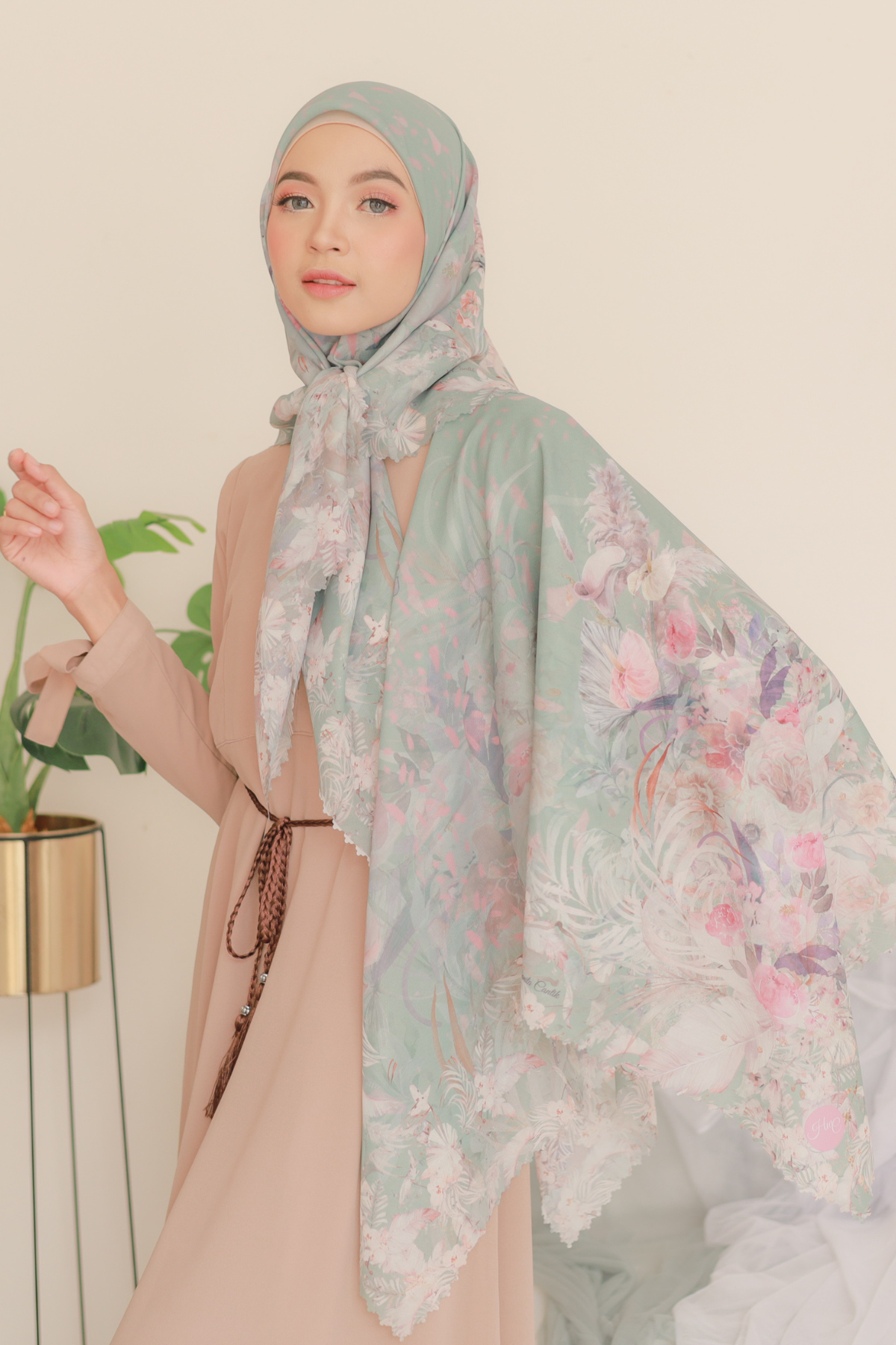 [ BUY 3 GET 1 FREE HIJAB ] EMILY - SCARF SQUARE PREMIUM POLYCOTTON | SAGE - EM28.10