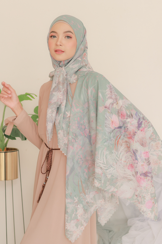 [ BUY 3 GET 1 FREE HIJAB ] EMILY - SCARF SQUARE PREMIUM POLYCOTTON | SAGE - EM28.10