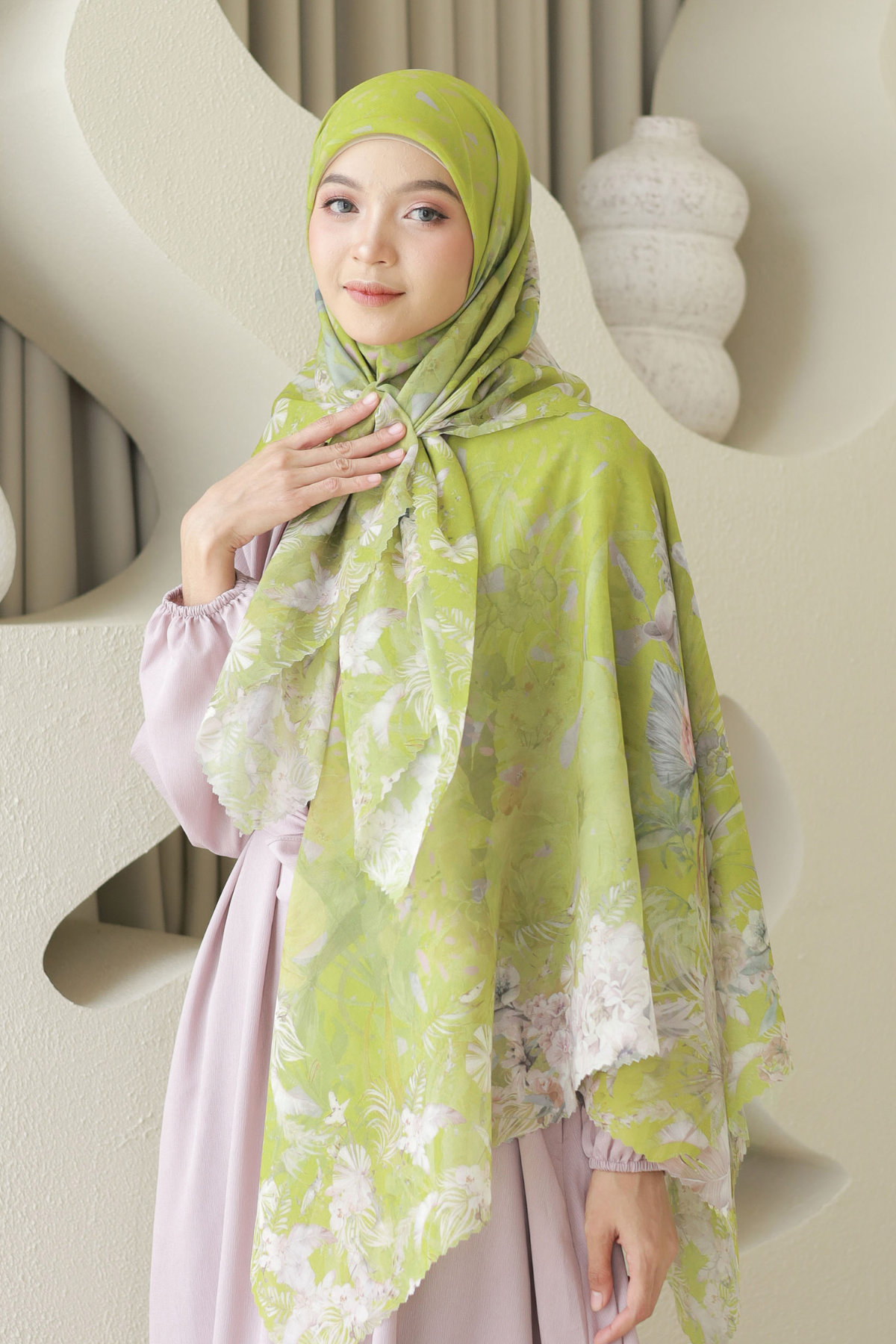 Emily - Scarf Square Premium Polycotton XL | Lime - EB28.29