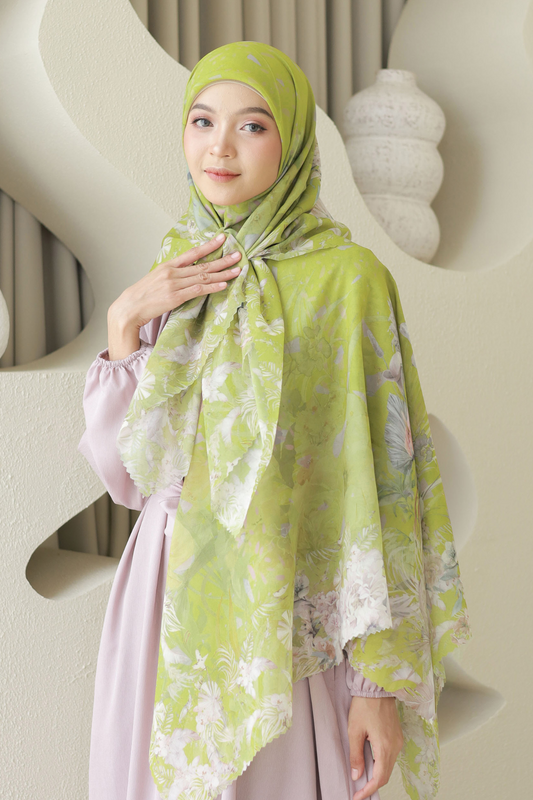 [ BUY 3 GET 1 FREE HIJAB ] Emily - Scarf Square Premium Polycotton | Lime - EM28.29