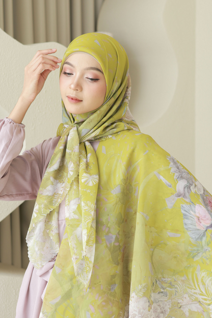 [ BUY 3 GET 1 FREE HIJAB ] Emily - Scarf Square Premium Polycotton | Lime - EM28.29