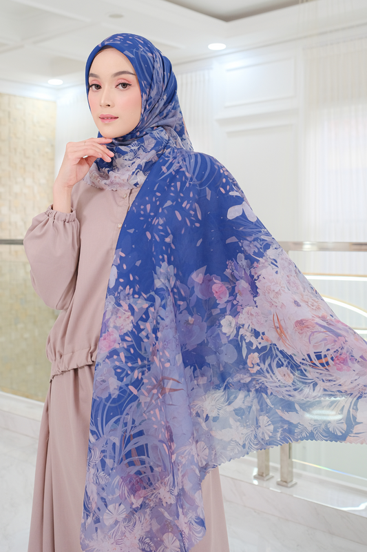 [ BUY 3 GET 1 FREE HIJAB ] Emily JUMBO - Scarf Square Premium Polycotton XL | Navy - EB28.17