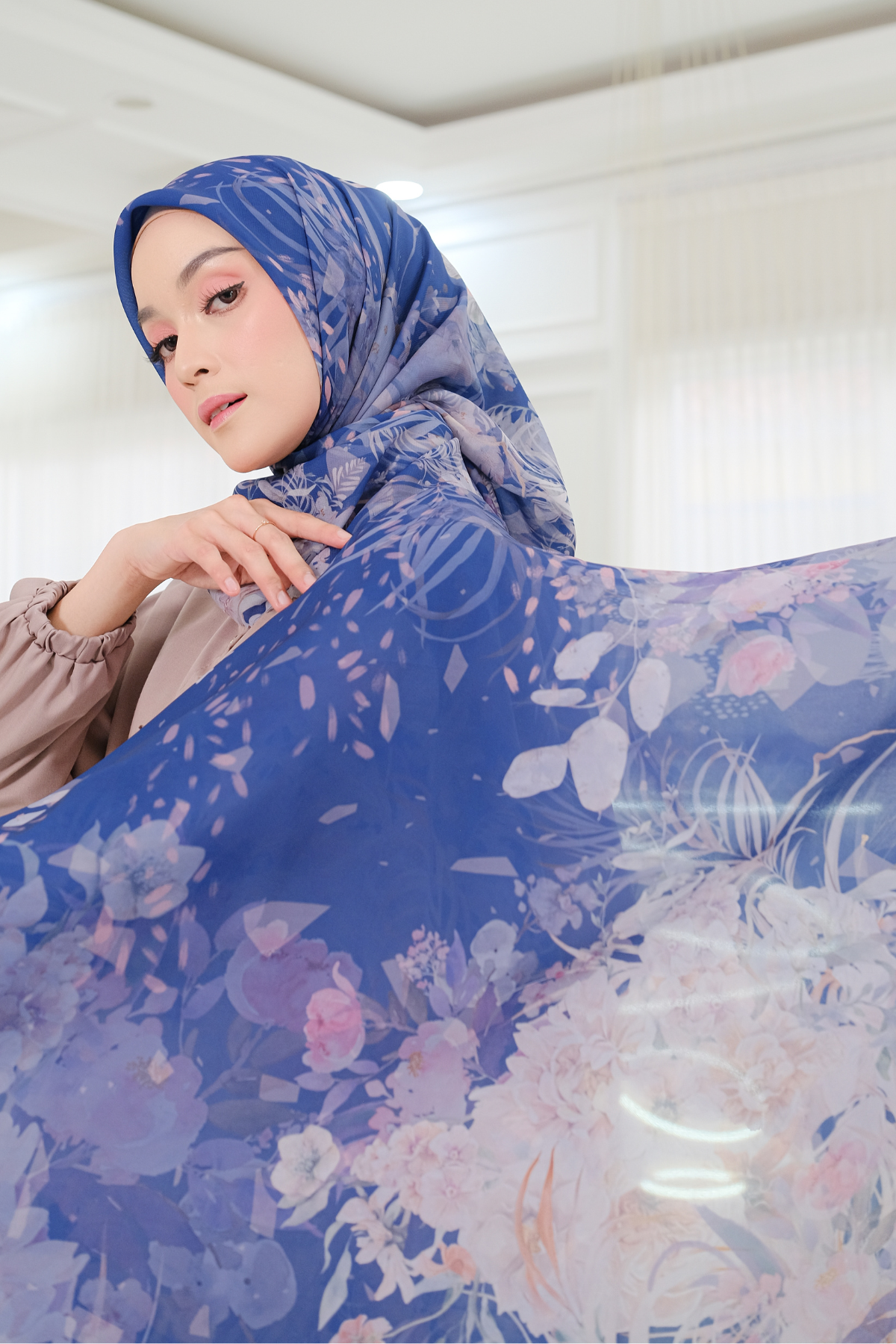 [ BUY 3 GET 1 FREE HIJAB ] Emily JUMBO - Scarf Square Premium Polycotton XL | Navy - EB28.17