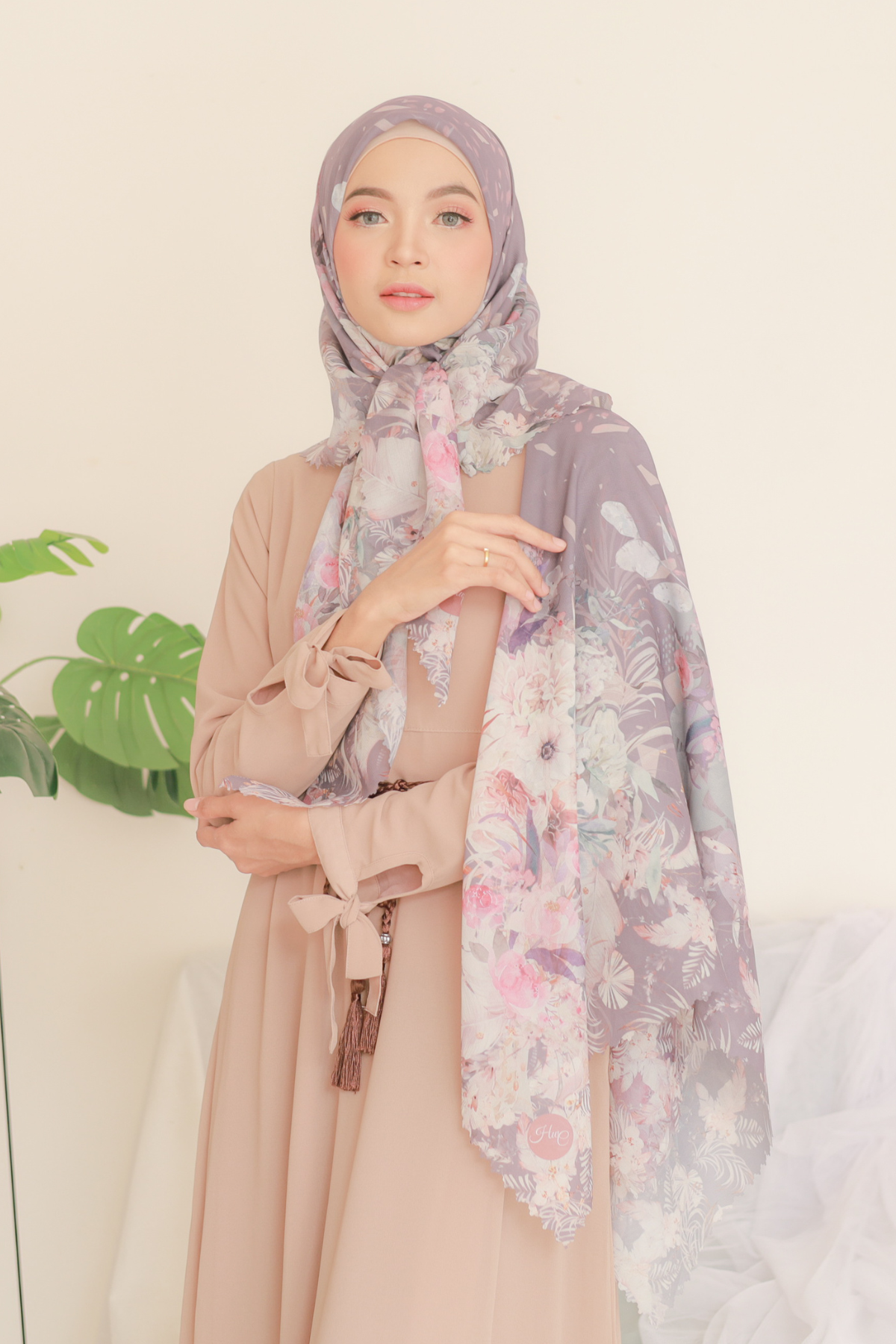 Emily - Scarf Square Premium Polycotton | Cocoa Grey - EM28.2