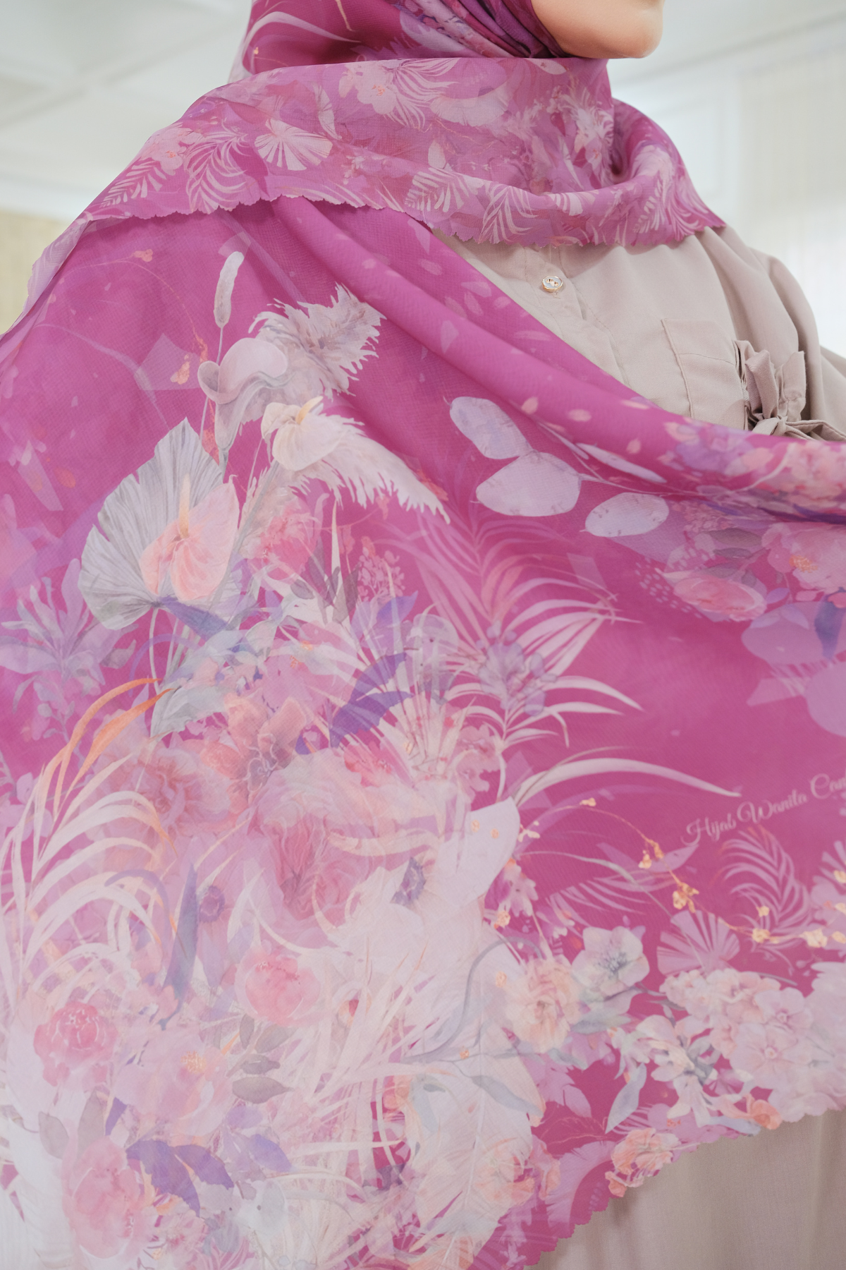 [ BUY 3 GET 1 FREE HIJAB ] Emily - Scarf Square Premium Polycotton | Magenta - EM28.15