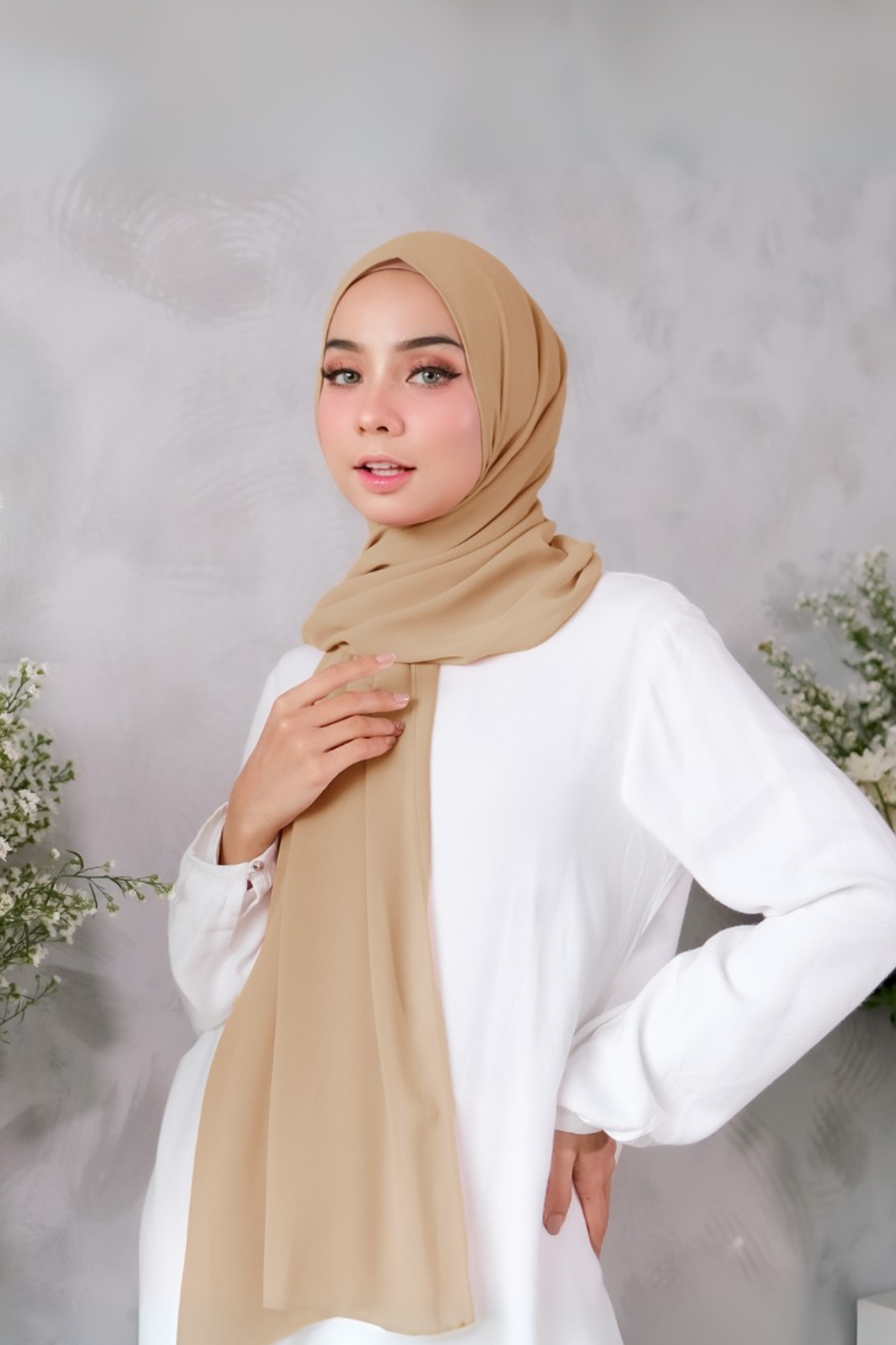 Pashmina Carly (dengan tali)  - HT11.11 Sugar Brown