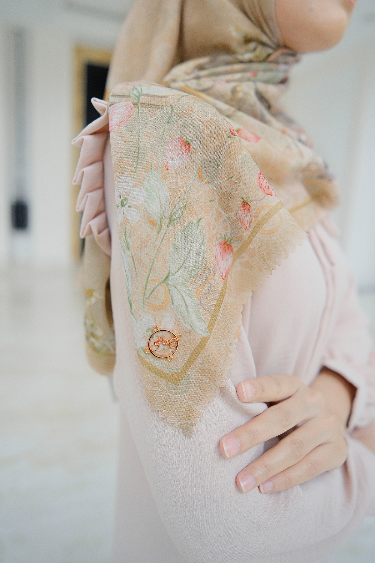 Camellia - Scarf Square British Voal | Warm Apple Tea - CL15.20