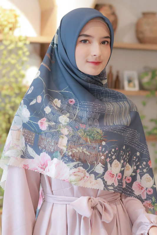 [ BUY 3 GET 1 FREE HIJAB ] Florence - Scarf Square Premium Polycotton XL - Midnight Grey - RJ24.3