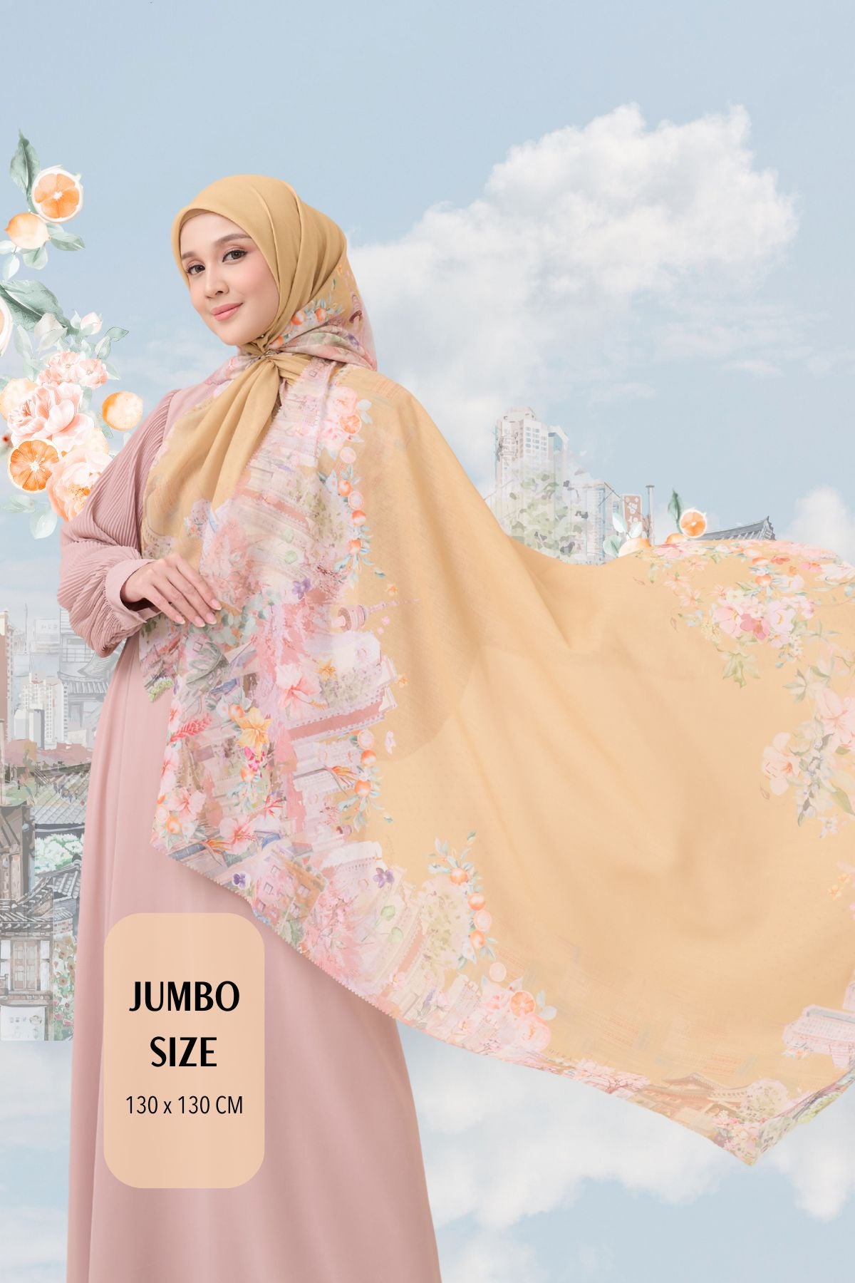 [ BUY 3 GET 1 FREE HIJAB ] Tangerine Scarf - ST16.7 TV16.7 TJ16.7 Almond